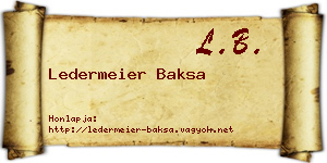 Ledermeier Baksa névjegykártya